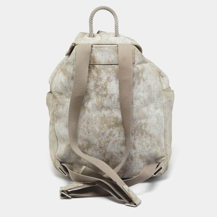 Pre Owned Alexander McQueen Multicolor Suede Skull Printed Backpack