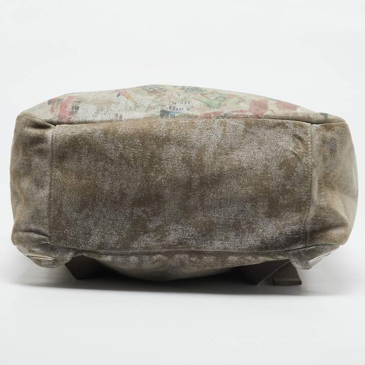 Pre Owned Alexander McQueen Multicolor Suede Skull Printed Backpack