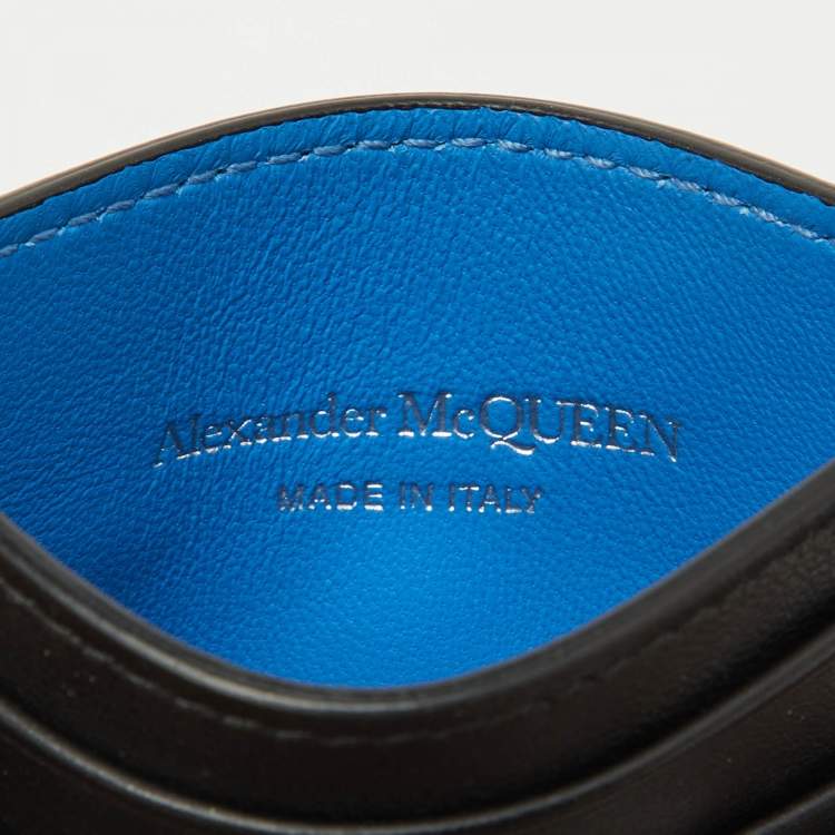 Pre Owned  Alexander Mcqueen Black Logo Print Leather Card Holder