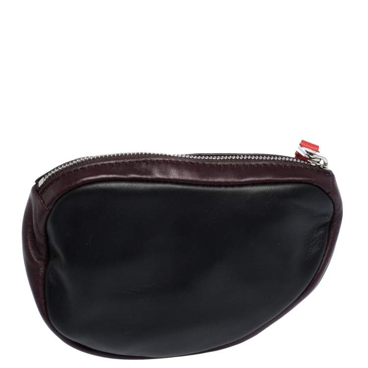 Pre Owned Alexander McQueen Black/Maroon Leather Mini Harness Zip Pouch
