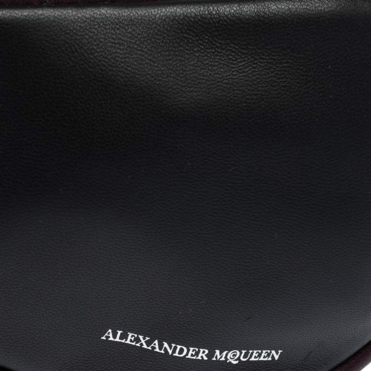 Pre Owned Alexander McQueen Black/Maroon Leather Mini Harness Zip Pouch