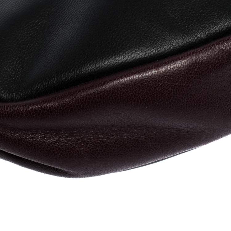 Pre Owned Alexander McQueen Black/Maroon Leather Mini Harness Zip Pouch