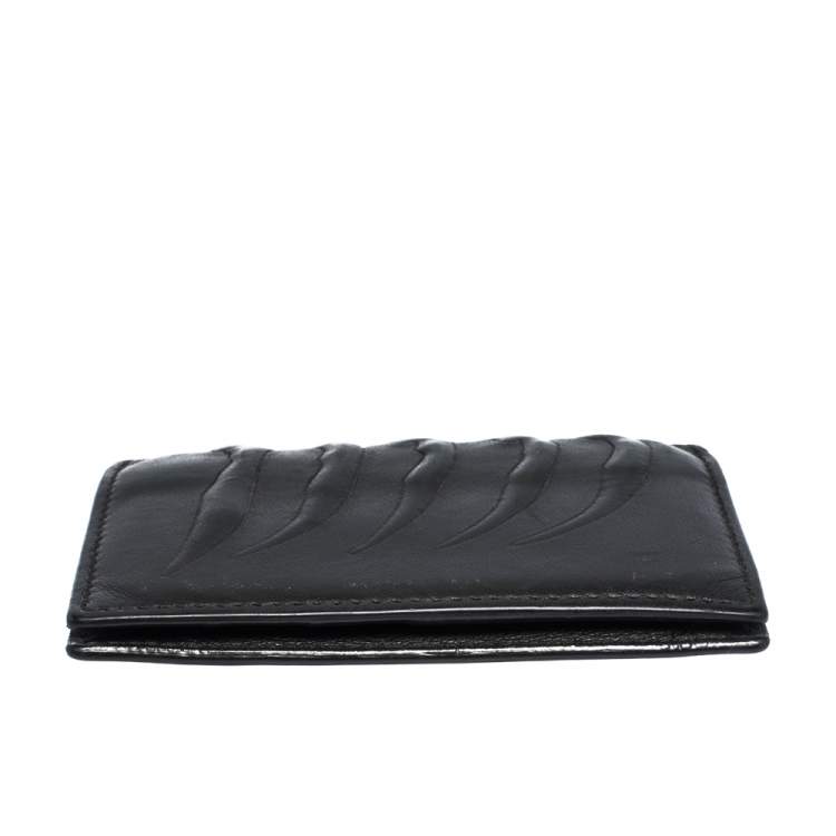 Pre Owned Alexander McQueen Black Leather Rib Cage Bifold Card Holder