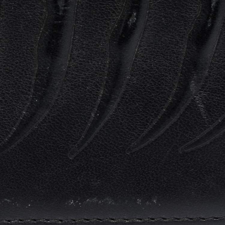 Pre Owned Alexander McQueen Black Leather Rib Cage Bifold Card Holder