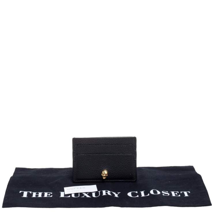 Pre Owned  Alexander Mcqueen Black Leather Skull Card Holder