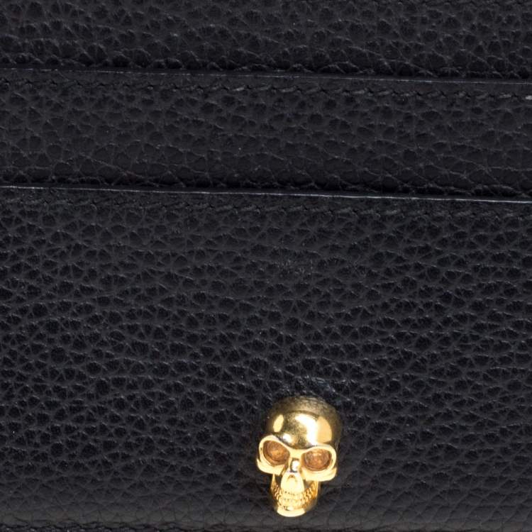 Pre Owned  Alexander Mcqueen Black Leather Skull Card Holder