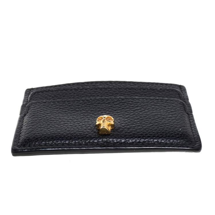 Pre Owned  Alexander Mcqueen Black Leather Skull Card Holder