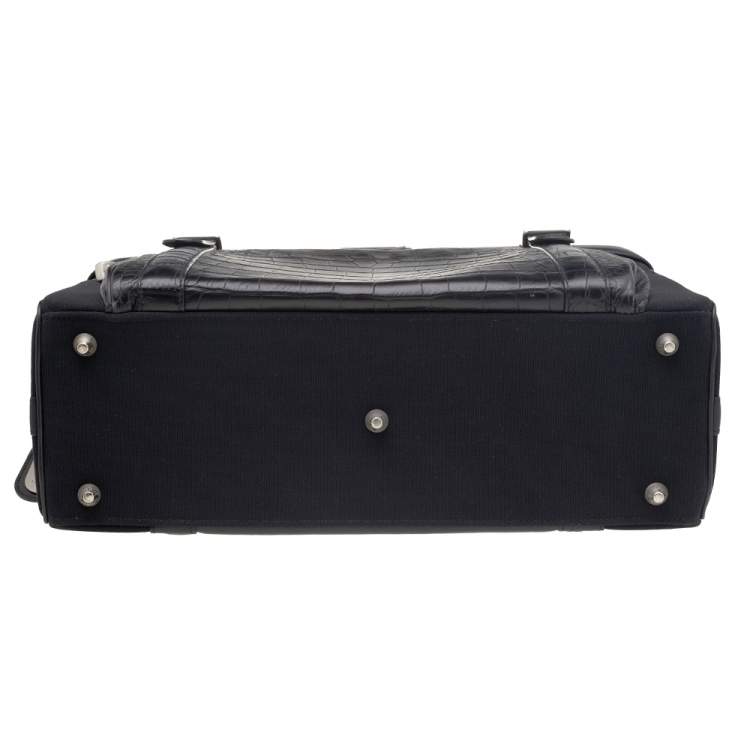 Pre Owned Samsonite Black Label Alexander McQueen Leather And Canvas Boarding Bag