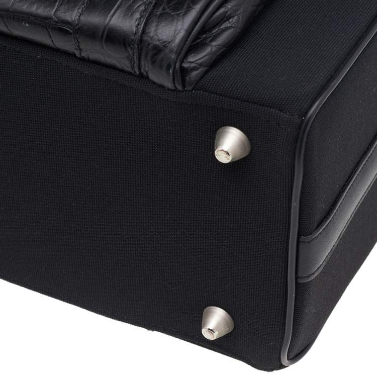 Pre Owned Samsonite Black Label Alexander McQueen Leather And Canvas Boarding Bag