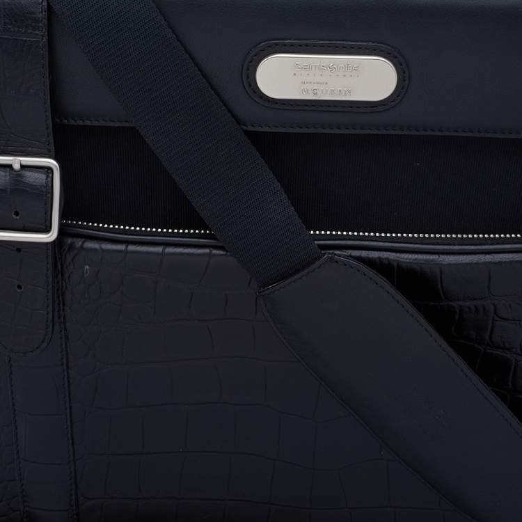 Pre Owned Samsonite Black Label Alexander McQueen Leather And Canvas Boarding Bag