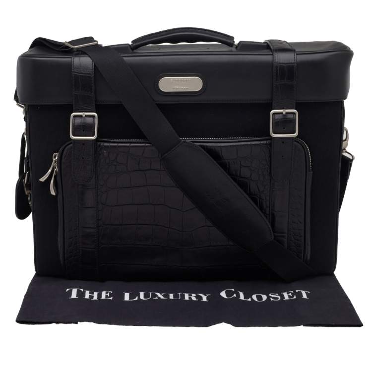 Pre Owned Samsonite Black Label Alexander McQueen Leather And Canvas Boarding Bag
