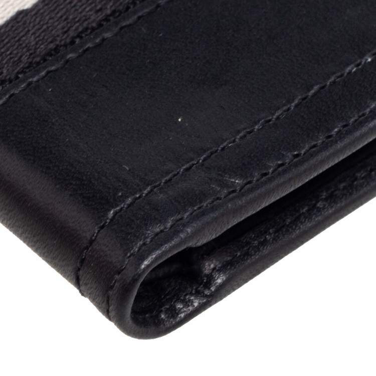 Pre Owned Bally Black Leather and Canvas Bifold Wallet 