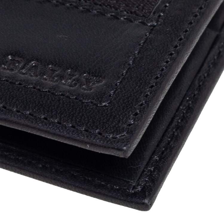 Pre Owned Bally Black Leather and Canvas Bifold Wallet 