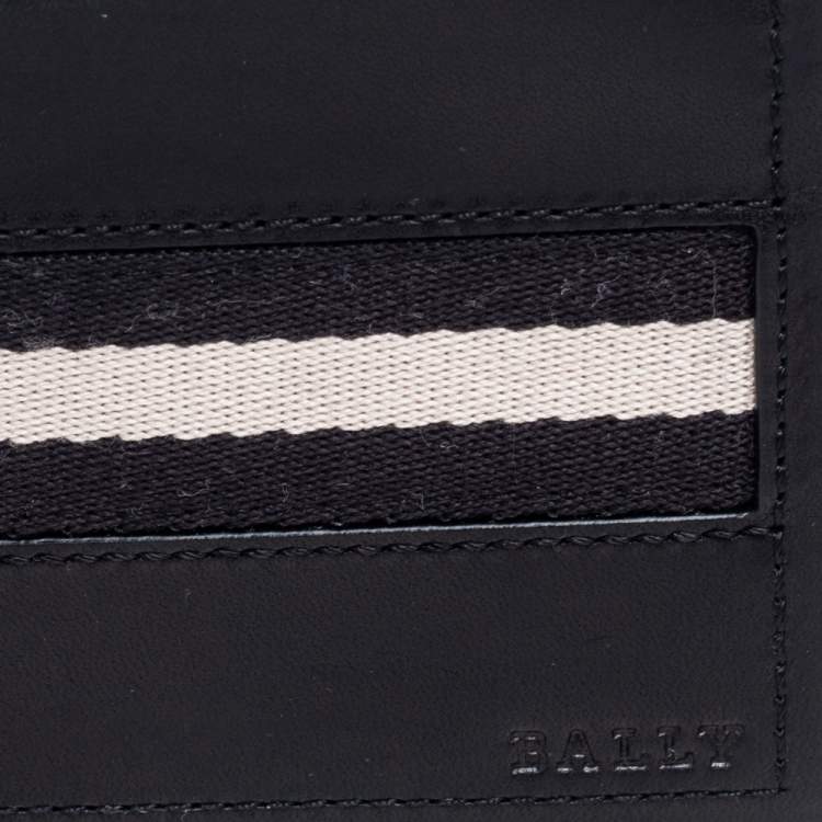 Pre Owned Bally Black Leather and Canvas Bifold Wallet 