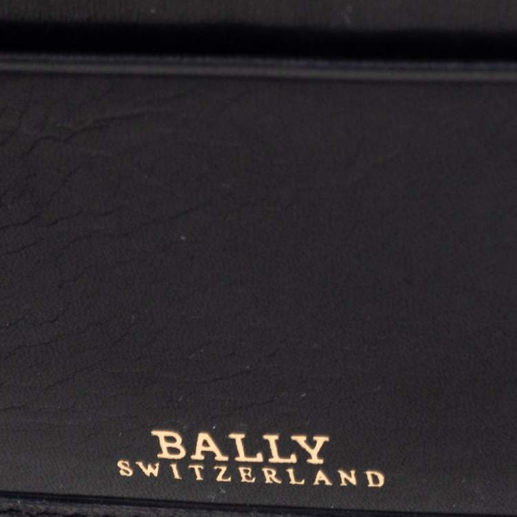 Pre Owned Bally Black Leather and Canvas Bifold Wallet 