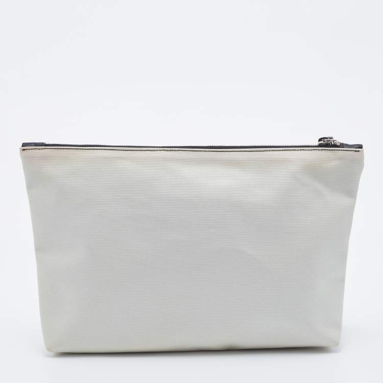 Pre Owned Alexander Mcqueen White Skull Printed Coated Canvas Zip Pouch