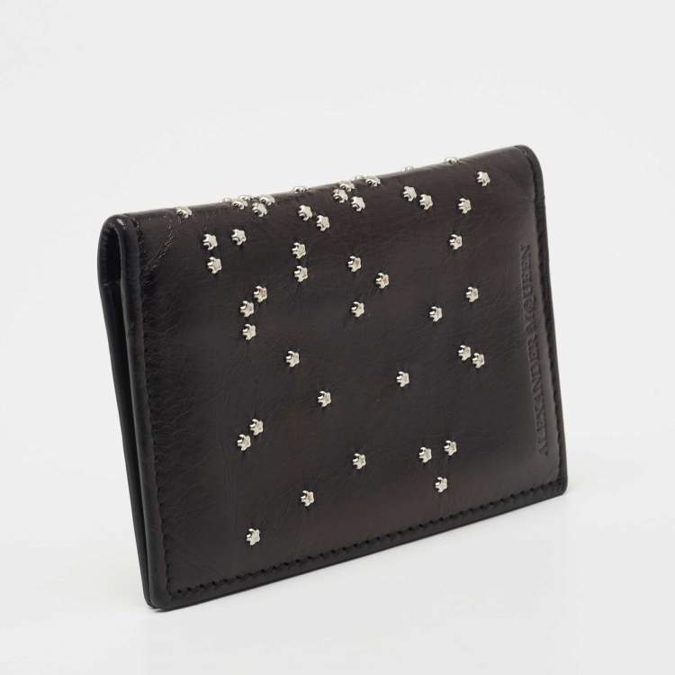 Pre Owned Alexander McQueen Black Studded Leather Card Case