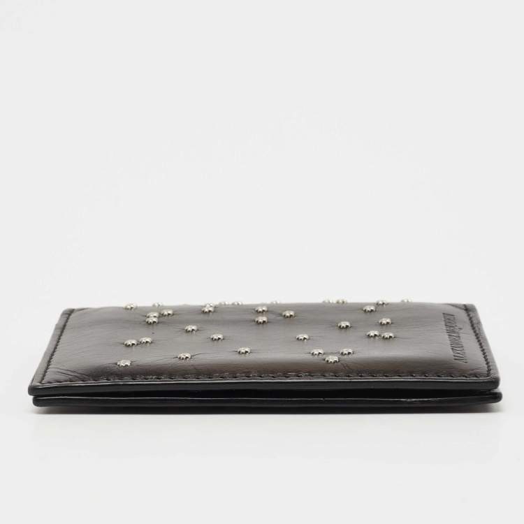 Pre Owned Alexander McQueen Black Studded Leather Card Case