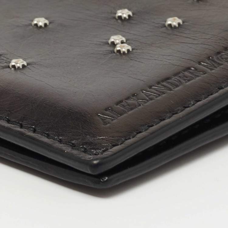 Pre Owned Alexander McQueen Black Studded Leather Card Case