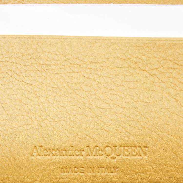 Pre Owned Alexander McQueen Black/White Skull Print Leather Bifold Wallet