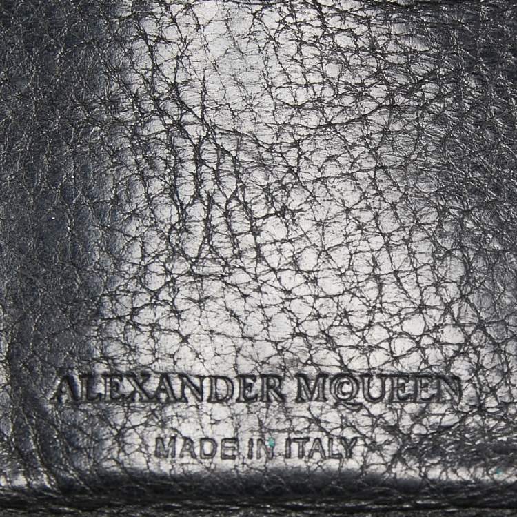 Pre Owned Alexander McQueen Black Leather Studded Skull Card Holder