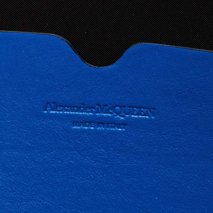 Pre Owned Alexander McQueen Black Croc Embossed Leather Zip Around Pouch