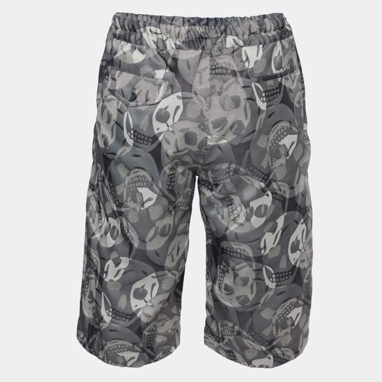Pre Owned Alexander McQueen Grey Skull Print Synthetic Shorts L