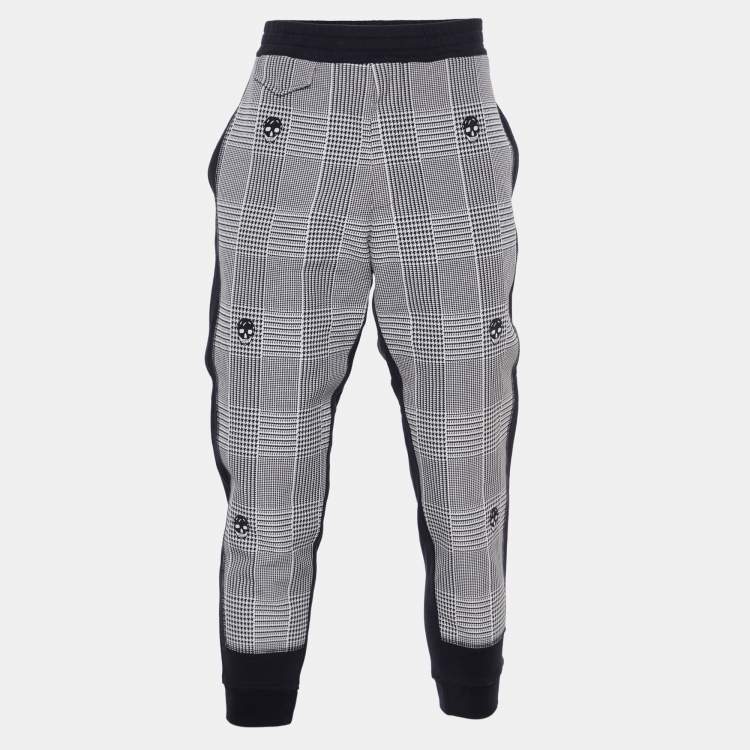 Pre Owned Alexander McQueen Black/White Patterned Cotton Trackpants L