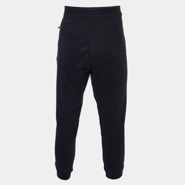 Pre Owned Alexander McQueen Black/White Patterned Cotton Trackpants L