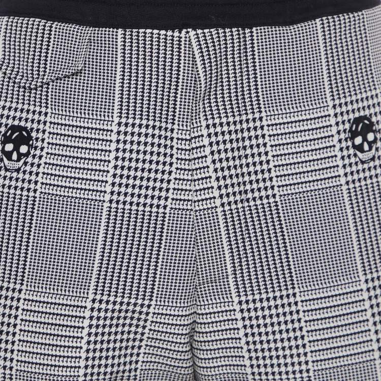 Pre Owned Alexander McQueen Black/White Patterned Cotton Trackpants L