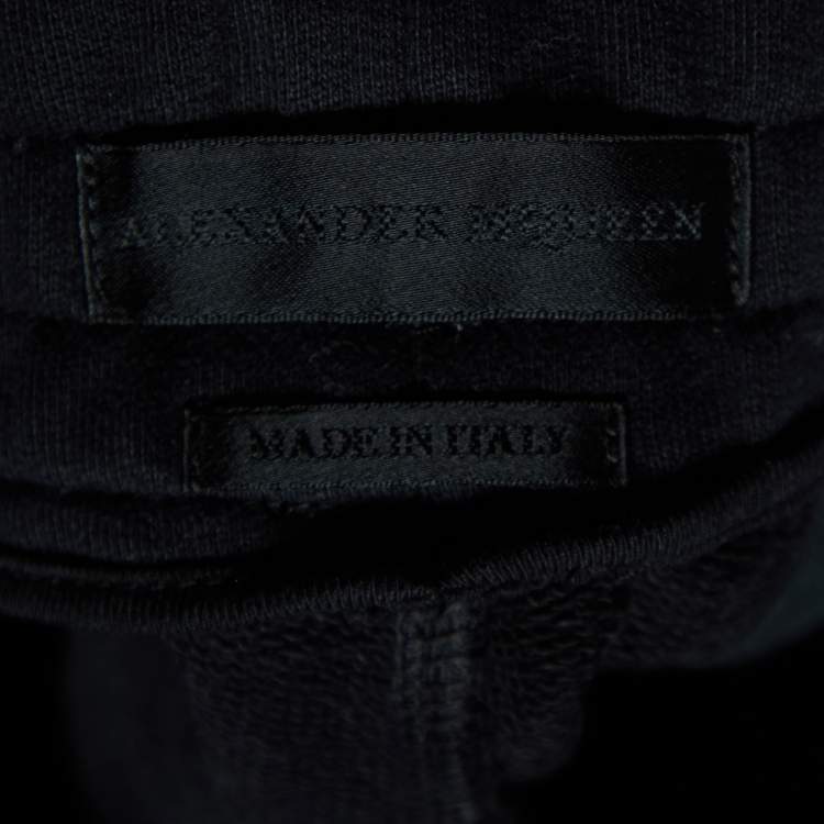 Pre Owned Alexander McQueen Black/White Patterned Cotton Trackpants L