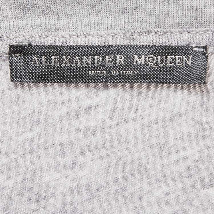 Pre Owned Alexander McQueen Grey Floral Print Jersey T-Shirt XS