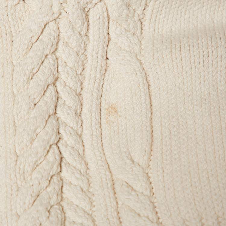 Pre Owned Alexander McQueen Beige Skull Cable Knit Sweater L