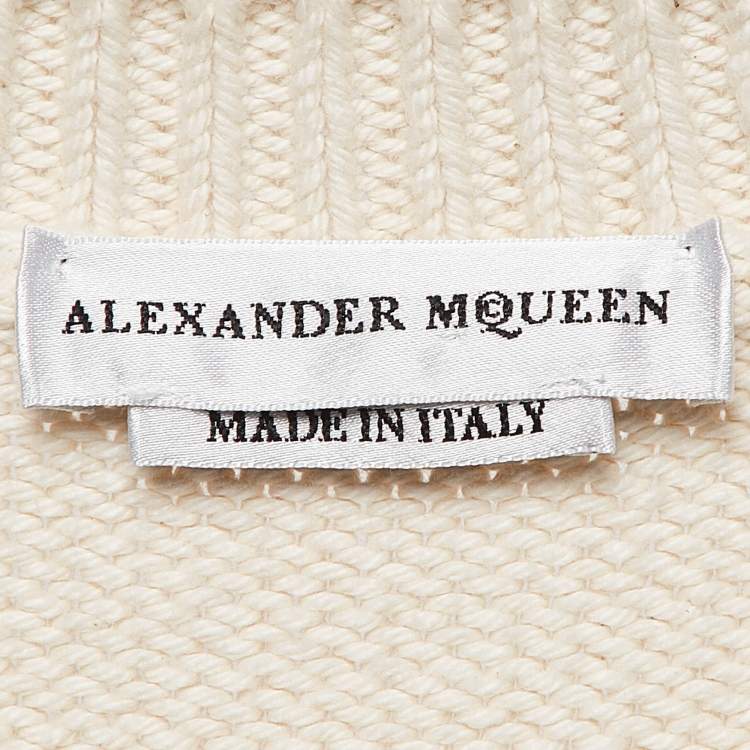 Pre Owned Alexander McQueen Beige Skull Cable Knit Sweater L