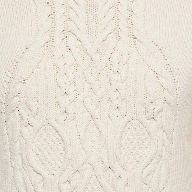Pre Owned Alexander McQueen Beige Skull Cable Knit Sweater L