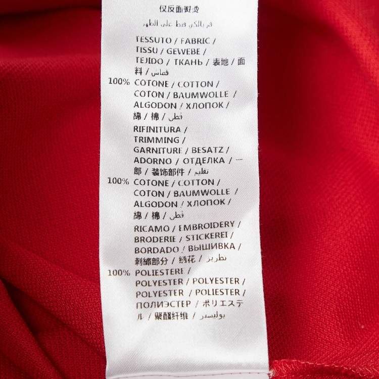 Pre Owned Alexander McQueen Red Logo Collar Pique Cotton Polo T-Shirt M