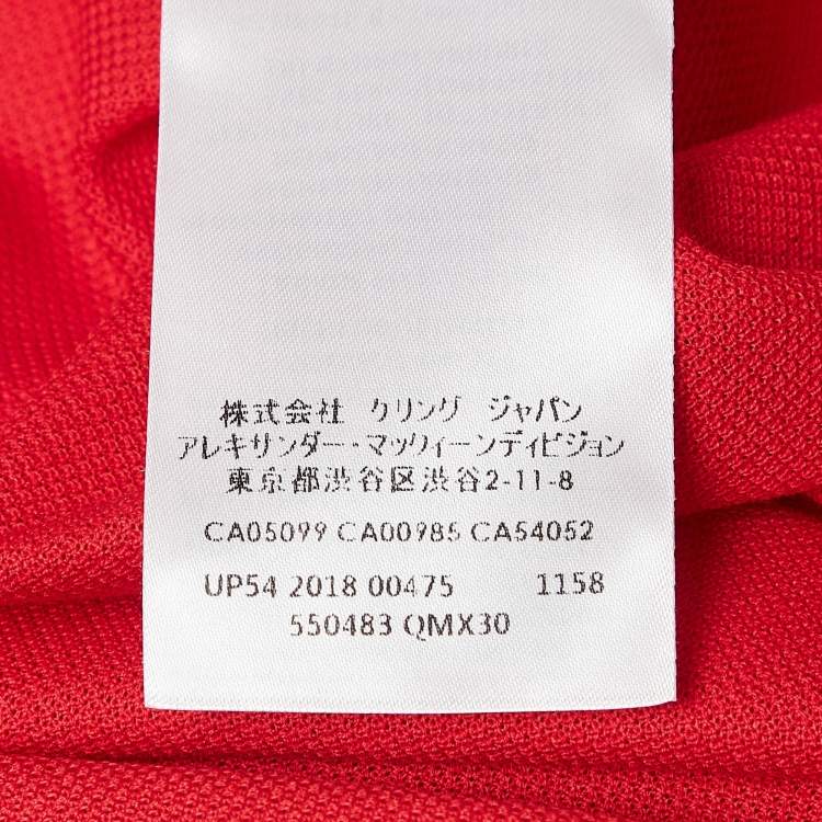 Pre Owned Alexander McQueen Red Logo Collar Pique Cotton Polo T-Shirt M
