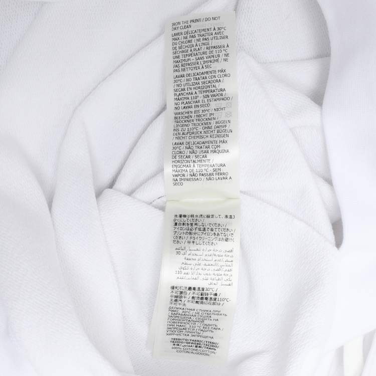 Pre Owned Alexander McQueen White Cotton Knit Logo Print Short Sleeve Hoodie XS
