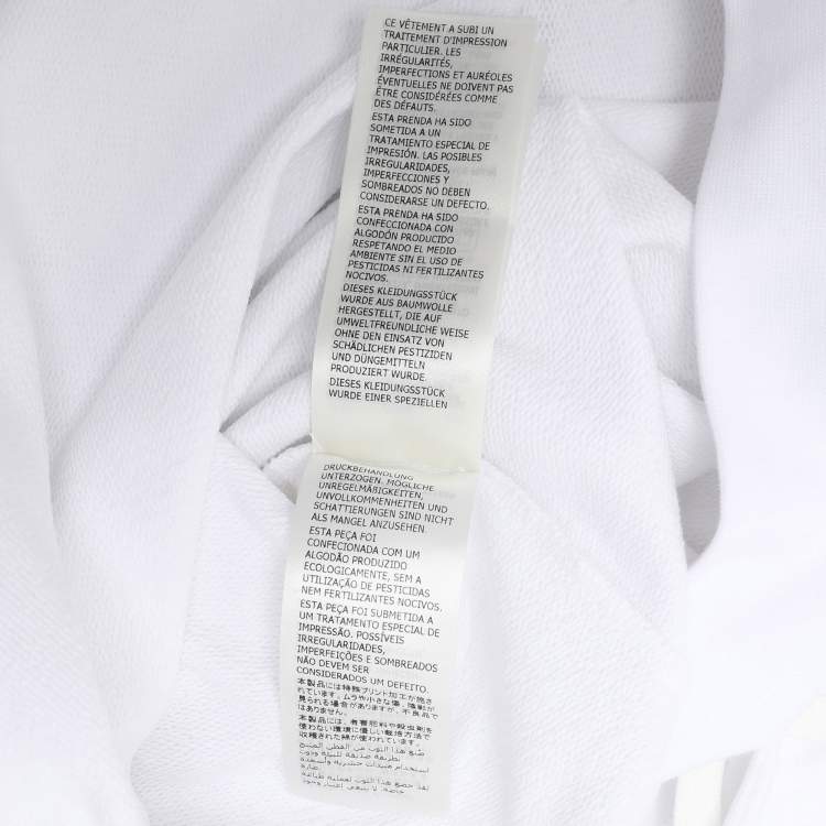 Pre Owned Alexander McQueen White Cotton Knit Logo Print Short Sleeve Hoodie XS