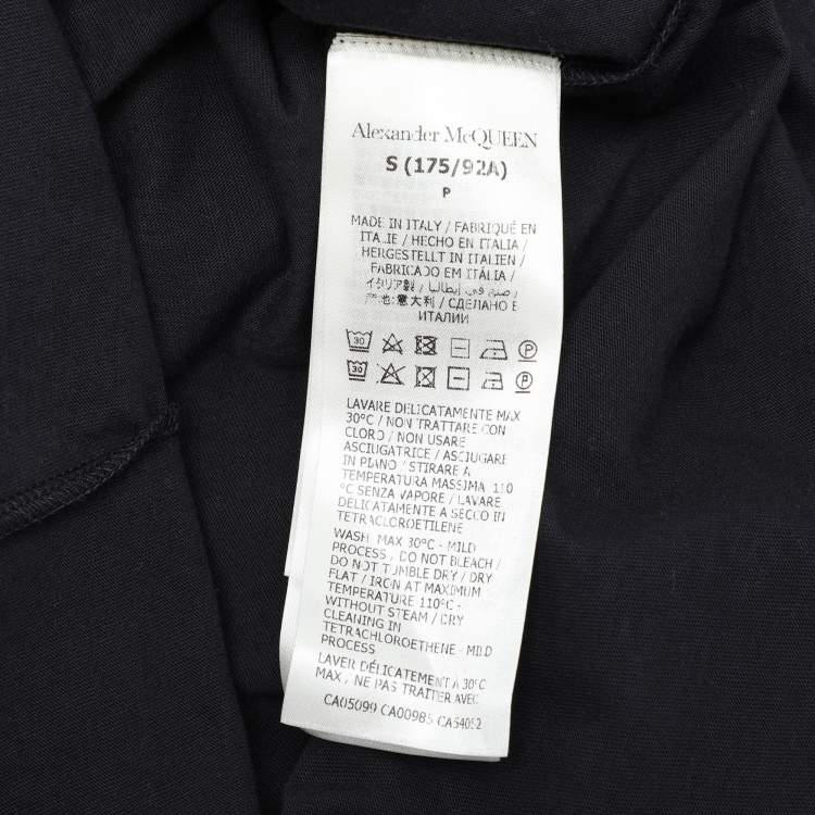 Pre Owned Alexander McQueen Navy Blue Jersey Logo Crew Neck T-Shirt S