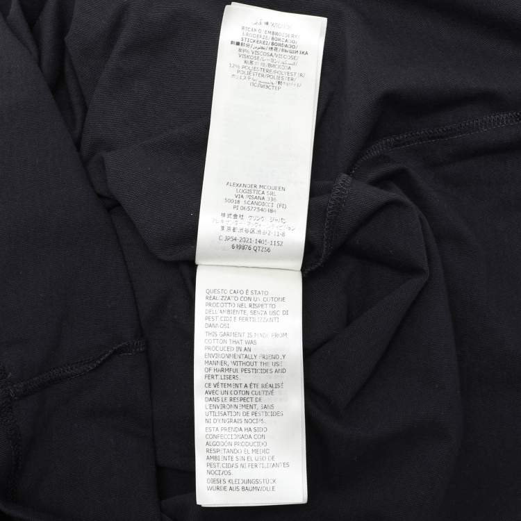 Pre Owned Alexander McQueen Navy Blue Jersey Logo Crew Neck T-Shirt S