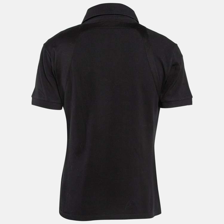 Pre Owned Alexander McQueen Black Cotton Pique Harness Detail Polo T-Shirt L
