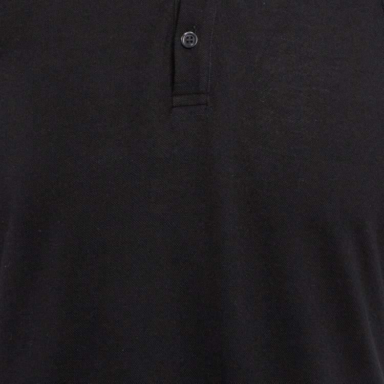 Pre Owned Alexander McQueen Black Cotton Pique Harness Detail Polo T-Shirt L