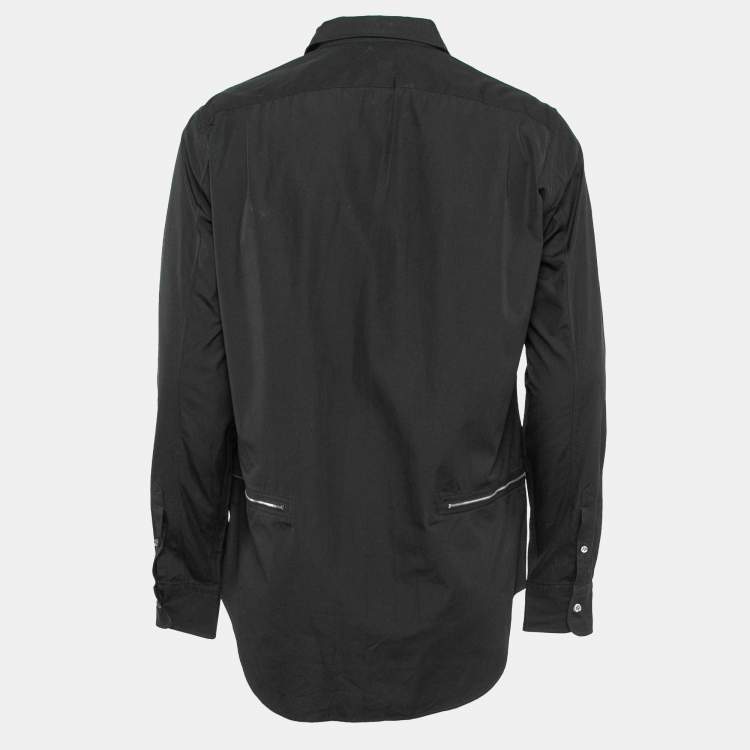 Pre Owned Alexander McQueen Black Cotton Zip Detail Shirt XL