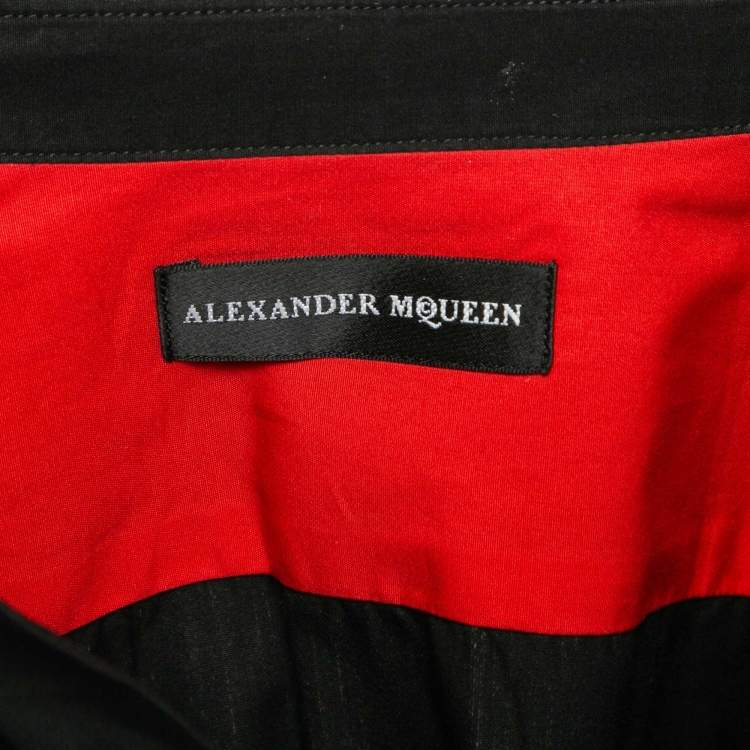 Pre Owned Alexander McQueen Black Cotton Zip Detail Shirt XL