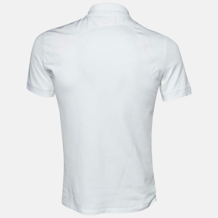Pre Owned Alexander McQueen White Cotton Logo Harness Detail Polo T-Shirt S