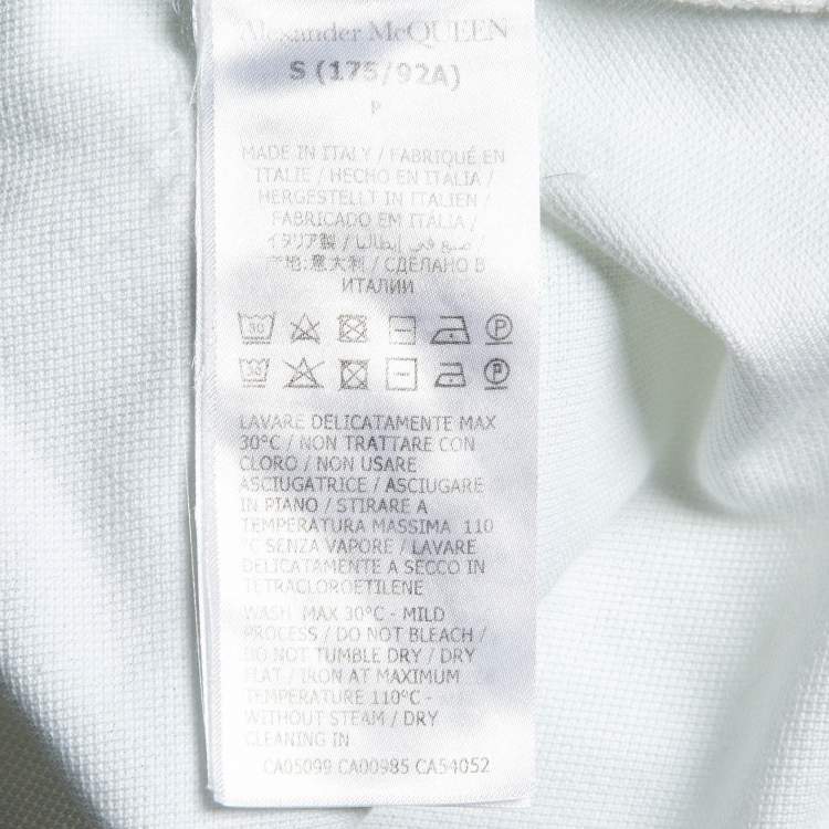 Pre Owned Alexander McQueen White Cotton Logo Harness Detail Polo T-Shirt S