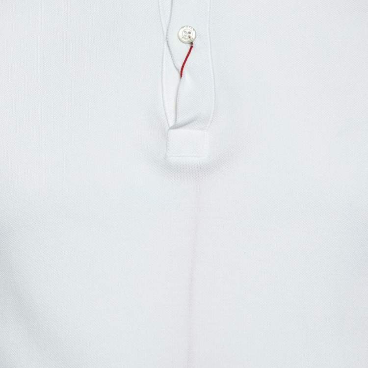 Pre Owned Alexander McQueen White Cotton Logo Harness Detail Polo T-Shirt S