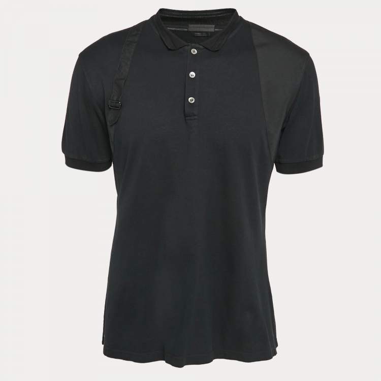مملوكة مسبقًا Alexander McQueen Navy Blue Cotton Pique Harness Polo T-Shirt XL