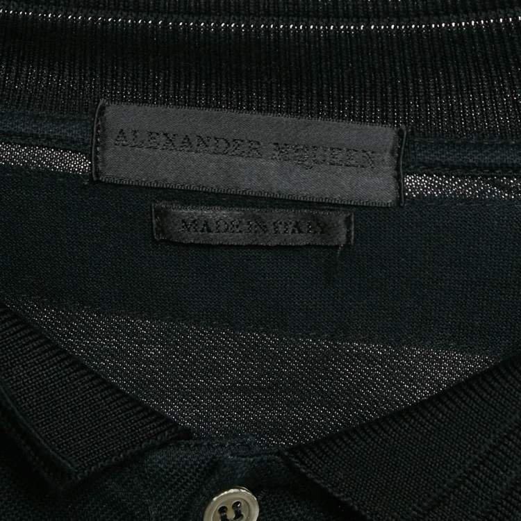 مملوكة مسبقًا Alexander McQueen Navy Blue Cotton Pique Harness Polo T-Shirt XL